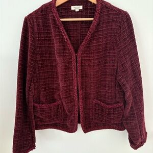 Max Studio Burgundy Textured Cardigan